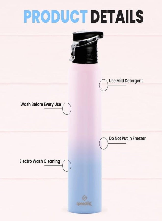 Speedex Stainless Steel Pink Blue Water Bottle 1 Litre with Flipper Cap | Leak Proof & BPA Free | Fridge Safe Bottle for School, Gym, Office | For Boys, Girls, Men, Women, Kids - Image 4